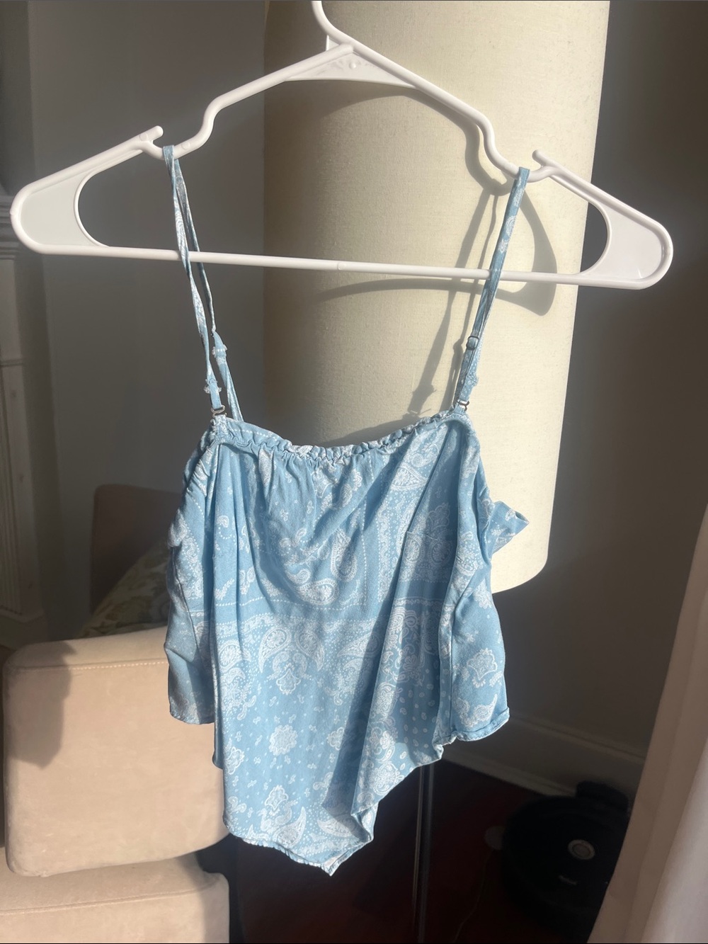 Sky Blue Paisley Spaghetti Strap Tank